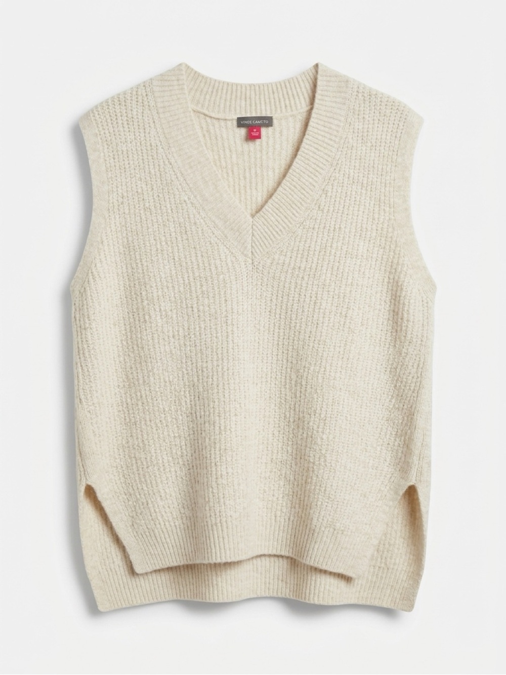 Vince Camuto Cream V-Neck Knit Sweater Vest